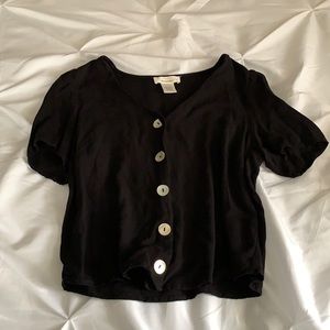 black button up light blouse